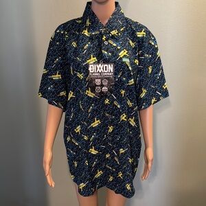BNWT Dixxon Men's Blue and Yellow Patterned Shirt